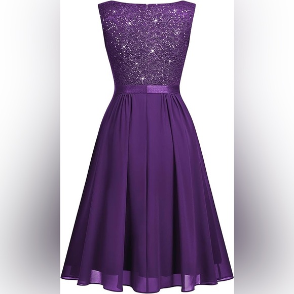 Elegant Purple Sleeveless Dress - Picture 4 of 4